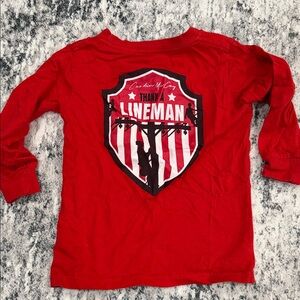 Kids Red Lineman Long Sleeve Tee